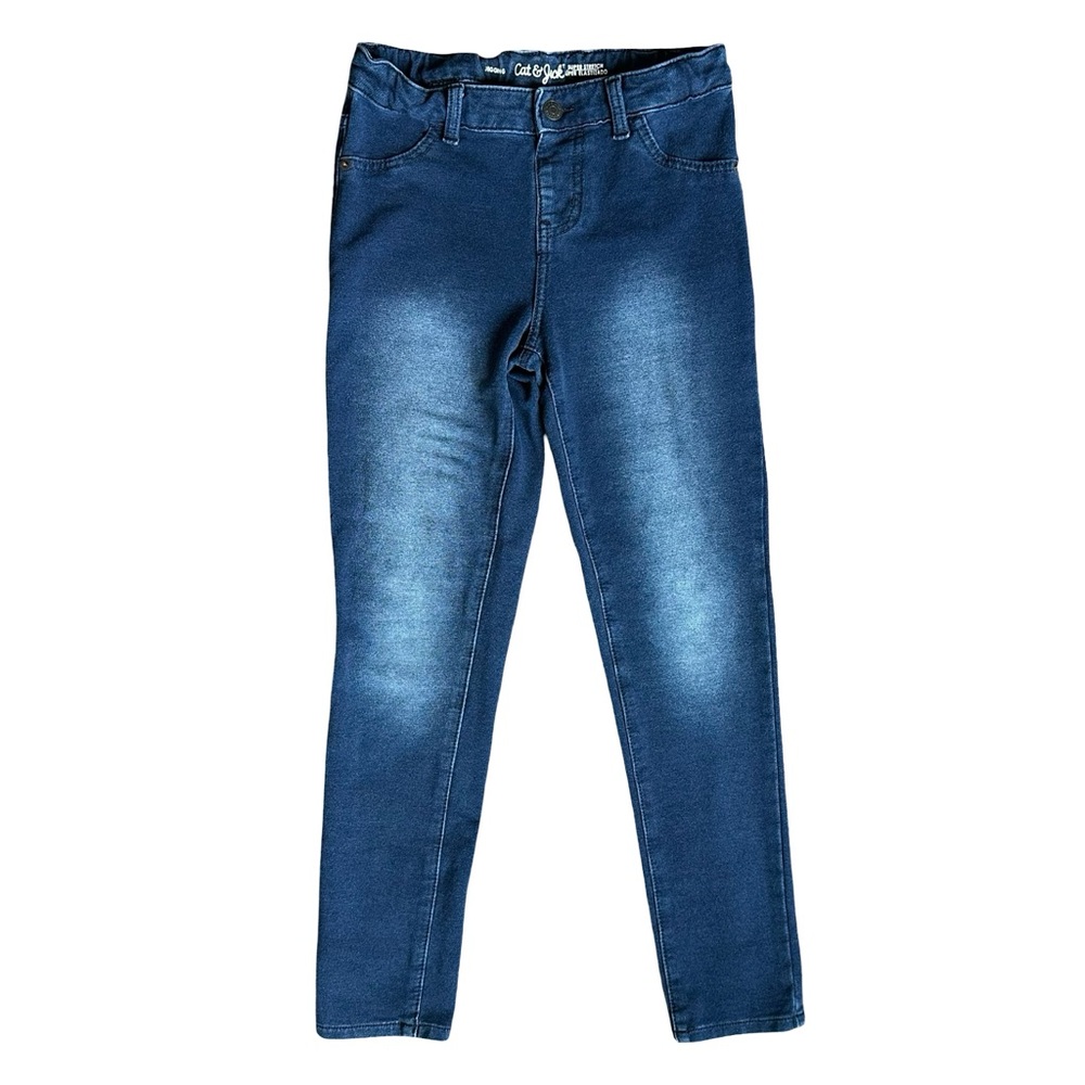 Cat & Jack 10/12 Girls pull on blue medium Wash jeggings pants jeans